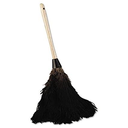 212 Main Professional Ostrich Feather Duster with 10 Inch Wood Handle - Black
