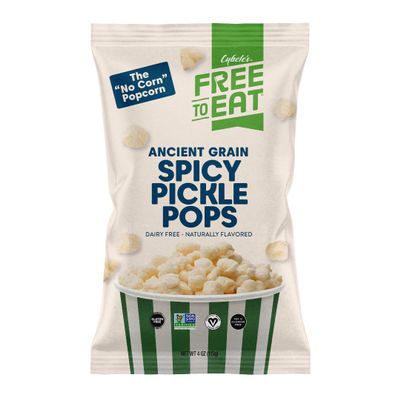 Cybele's Free-to-Eat Ancient Grain Pops - Healthy Snacks, All Natural, Gluten-Free, Vegan, No Preservatives or Additives (Spicy Pickle Pops 4oz, Pack of 6)