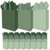 36 Pack Sage Green Gift Bags Spring 3 Colors Paper Bag with Handles and Tissue One Lucky Duck Colorful Wrapping Bags for Mallard Duck Baby Shower Birthday Party Supplies, 6.3 x 3.1 x 8.7 In view 1