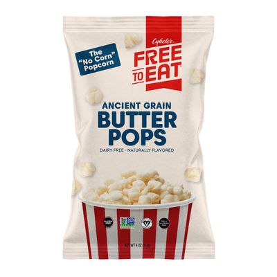 Cybele's Free-to-Eat Ancient Grain Pops - Healthy Snacks, All Natural, Gluten-Free, Vegan, No Preservatives or Additives (Butter Pops 4oz, Pack of 6)
