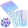 Prudiut 150 Pieces Iridescent Cellophane Sheets Blue Holographic Cellophane Wrap Iridescent Paper for Candy Gift Wraps DIY Crafts Art Lights Window Decoration (9 x 9 Inch) view 1