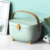 Medicine Storage Box, Plastic Oval Double Layers Multi Grid Large Capacity Medical Box Organizer with 360 Degree Rotation Lock for Home Dorm (Green) view 2
