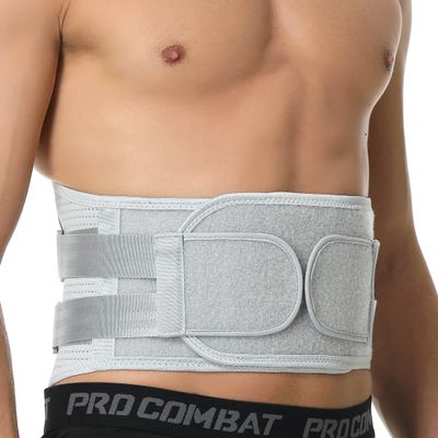 NeoTech Care Back Belt Support for Men or Women - Breathable & Adjustable Lower Back Brace - Double Pull Compression Straps (Gray, Size XXL)