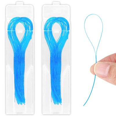 100 PCS Floss Threaders, Deep Clean Dental Floss Threader for Braces, Bridges and Implants Multifunctional Floss Aids, Nylon Loop Design (Pack of 2, Blue)