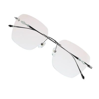 VisionGlobal Pure Titanium Frame for men/women Blue Light Blocking,Hand-set Diamond Fashion Glasses (Black Brown, 2.50 Magnification)