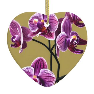 YYHHAOFA Beautiful Orchids Christmas Ceramic Love Pendant - Festive Hanging Ornament for Stores, and Homes 3 x 2.7 in