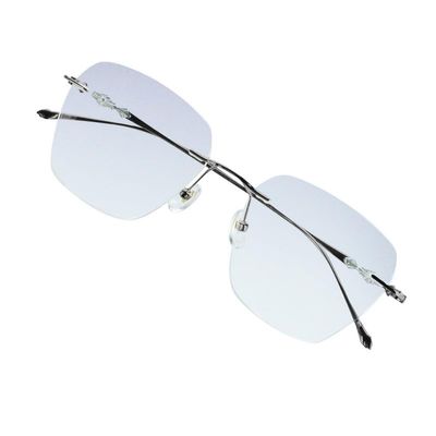 VisionGlobal Pure Titanium Frame for men/women Blue Light Blocking,Hand-set Diamond Fashion Glasses (Black Grey, 2.00 Magnification)