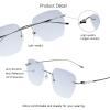 VisionGlobal Pure Titanium Frame for men/women Blue Light Blocking,Hand-set Diamond Fashion Glasses (Black Grey, 2.00 Magnification) view 2