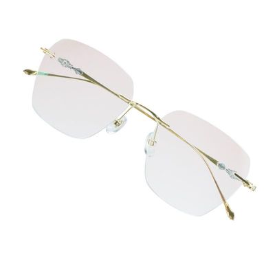 VisionGlobal Pure Titanium Frame for men/women Blue Light Blocking,Hand-set Diamond Fashion Glasses (Golden Brown, No Magnification)