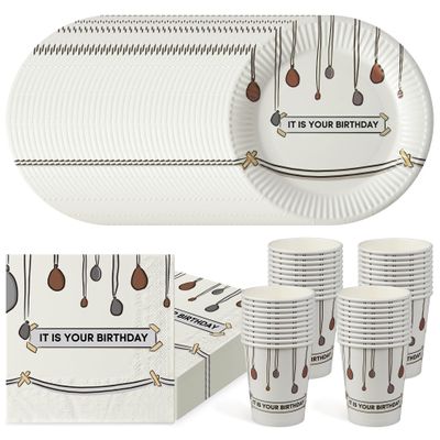 120 PCS It Is Your Birthday Disposable Birthday Party Supplies Set, The Office Merchandise Party Decoration Paper Cups, Plates and Napkins for The Office TV Show Fans Family, Friends and Coworkers