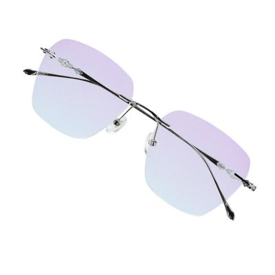 VisionGlobal Pure Titanium Frame for men/women Blue Light Blocking,Hand-set Diamond Fashion Glasses (Black Purple, 3.50 Magnification)