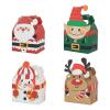 50PCS Christmas Gift Treat Boxes 3D Santa Claus Snowman Elk Candy Treat Box for Kids Christmas Gift Bag Kraft Holiday Christmas Boxes Cakes Candies Cookies Paper Boxes for Xmas Party Favors Supplies C view 3