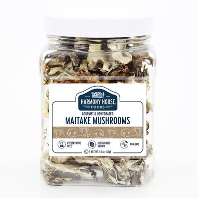 Harmony House Foods Dried Gourmet Maitake Mushrooms (1.5 oz, Quart Size Jar)