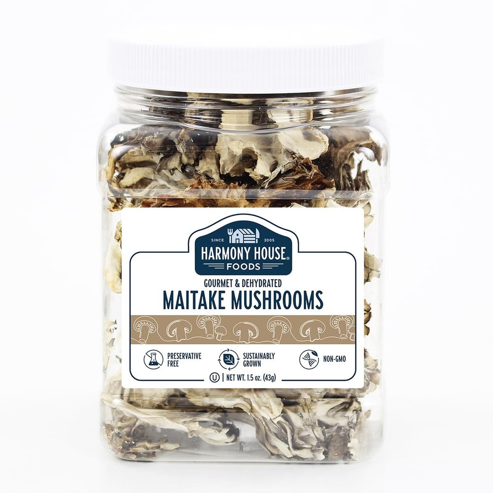 Harmony House Foods Dried Gourmet Maitake Mushrooms (1.5 oz, Quart Size Jar)