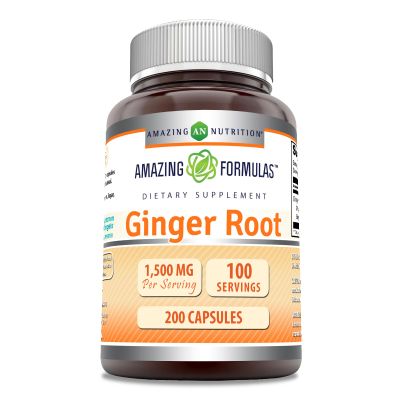 Amazing Formulas Ginger Root 4:1 Supplement | 1500 Mg Per Serving | 200 Capsules Supplement | Non-GMO | Gluten Free | Made in USA