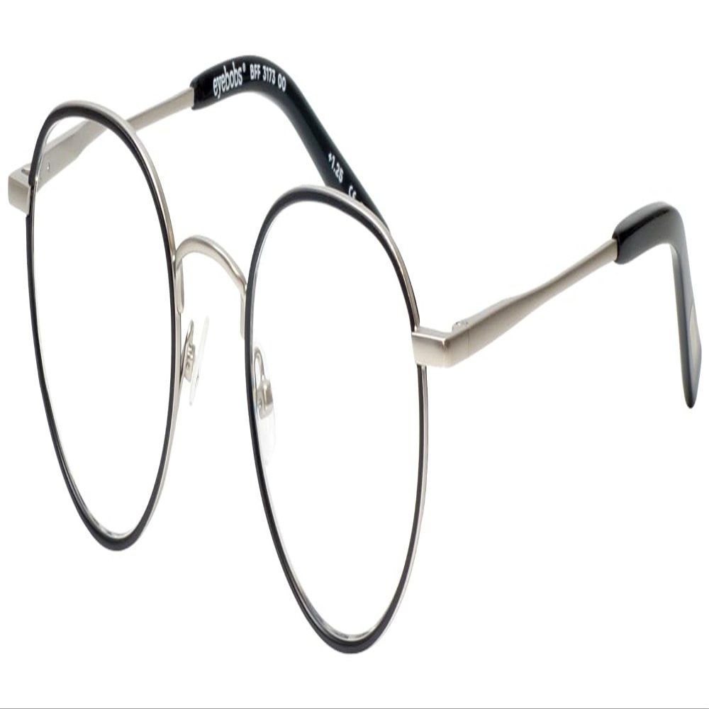 Calabria EB BFF Oval Blue Light Blocking Reading Glasses +1.00 Silver Black Men Women
