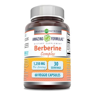 Amazing Formulas Berberine with Bitter Melon & Banaba Extract Complex | 1250 Mg Per Serving | Veggie Capsules | Non-GMO | Gluten-Free | Made in USA (60 Count | 1 Pack)