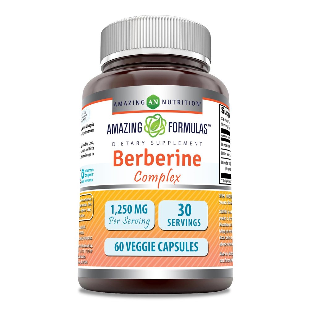Amazing Formulas Berberine with Bitter Melon & Banaba Extract Complex | 1250 Mg Per Serving | Veggie Capsules | Non-GMO | Gluten-Free | Made in USA (60 Count | 1 Pack)