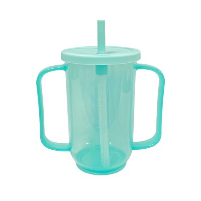 Qancesd Adult Sippy Cups for Elderly 12oz Sippy Cup with 2 Handles No Spill Cups for Adults Straw Cups Dysphagia Cups for Disabled Patients