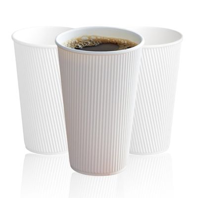 12oz Double Wall Ripple White Paper Coffee Cups- Pack of 50ct