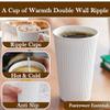 12oz Double Wall Ripple White Paper Coffee Cups- Pack of 50ct view 3