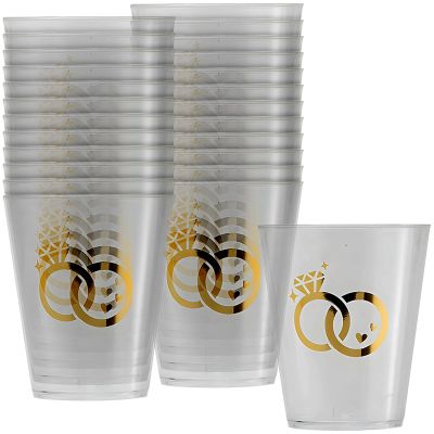Fun Express Wedding Ring Plastic Shot Glasses - 24 Ct