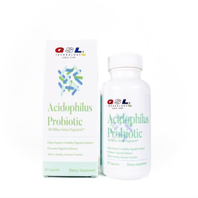 GSL Technology | Acidophilus Probiotic | 100 Million Active Organisms | Dietary Supplement for Gut Health | Made in The USA | 3 Pack of 60 Count (180 Capsules Total)