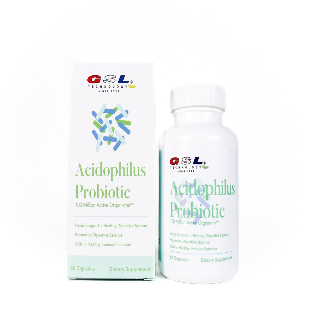 GSL Technology | Acidophilus Probiotic | 100 Million Active Organisms | Dietary Supplement for Gut Health | Made in The USA | 3 Pack of 60 Count (180 Capsules Total)