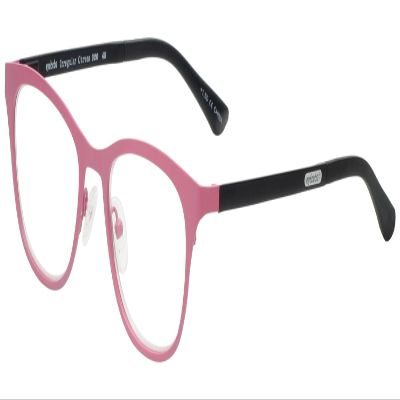 Calabria EB Irregular Curves Square Blue Light Blocking Reading Glasses +1.00 Satin Pink Black Women