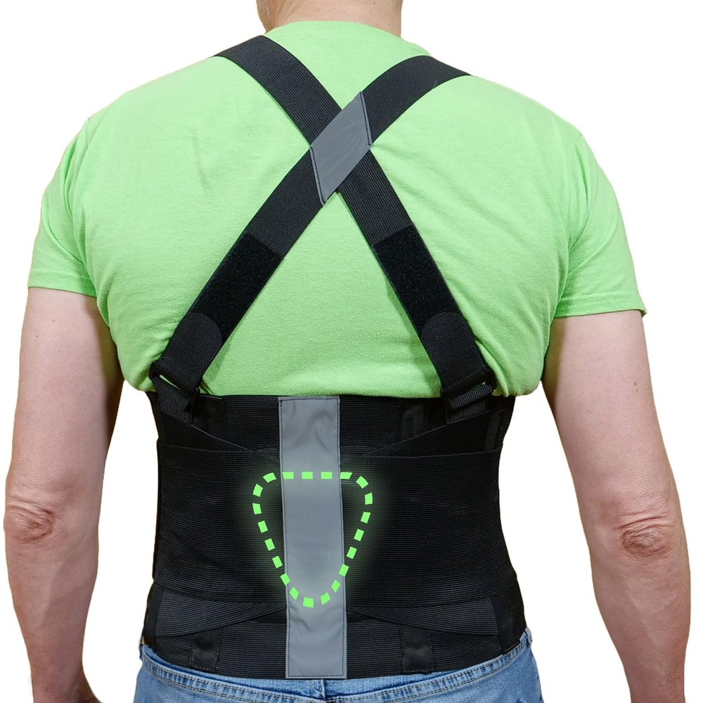 KORESIDE Back Brace for Men and Women | Lumbar Support for Lifting at Work & Lower Back Pain Relief | Heavy-Duty Back Support Belt w/Suspenders & Lumbar Pad XL/2XL= 60 inches