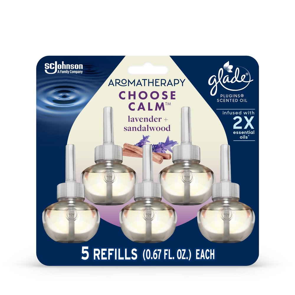 Glade Aromatherapy PlugIns Refills Air Freshener, Choose Calm Scent with Notes of Lavender & Sandalwood, 0.67 Fl Oz, 5 Count