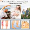 Bamboo Rayon Knee High Diabetic Socks for Men & Women 4 Packs, Soft No-Binding Cushioned Sole Seamless Diabetic Socks, White & Black(2 Pairs/Color, 9-11) view 4