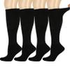 Bamboo Rayon Knee High Diabetic Socks for Men & Women 4 Packs, Soft No-Binding Cushioned Sole Seamless Diabetic Socks, Black(4 Pairs, 9-11) view 1