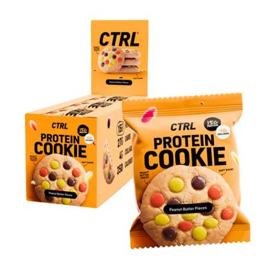 CTRL Peanut Butter Piece Protein Cookies - Soft Baked Cookies with Rich and Creamy Peanut Butter Pieces - Nutrition Packed Protein Treats with 15g of Protein, 4g Collagen & Fiber - Protein Snack for Active Lifestyles (12 Pack)