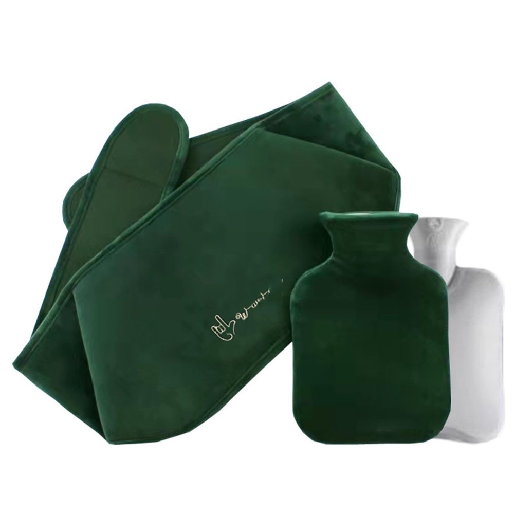 3 PCS Hot Water Bottle, Hot Water Bottle Belt Long and Hot Water Bottle with Plush Waist Cover, Rubber Hot Water Pouch for Neck, Shoulder, Hand, Back Legs 03