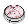 Round Pill Box Cherry Blossoms Cute Small Pill Case 3 Compartment Pillbox for Purse Pocket Portable Pill Container Holder to Hold Vitamins Medication Fish Oil and Supplements view 2