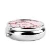 Round Pill Box Cherry Blossoms Cute Small Pill Case 3 Compartment Pillbox for Purse Pocket Portable Pill Container Holder to Hold Vitamins Medication Fish Oil and Supplements view 3