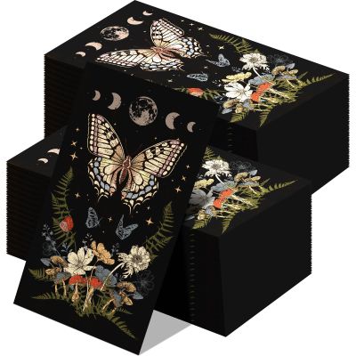 200 Pcs Butterfly Mushroom Guest Napkins 2 Ply Disposable Vintage Guest Paper Towels Butterfly Mushroom Woodland Moon Cocktail Hand Napkins for Bathroom Home Dining Kitchen