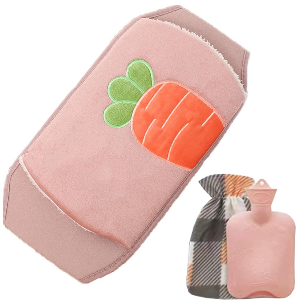 3 PCS Hot Water Bottle, Hot Water Bottle Belt Long and Hot Water Bottle with Plush Waist Cover, Rubber Hot Water Pouch for Neck, Shoulder, Hand, Back Legs 02