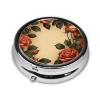 Round Pill Box Roses Cute Small Pill Case 3 Compartment Pillbox for Purse Pocket Portable Pill Container Holder to Hold Vitamins Medication Fish Oil and Supplements view 2