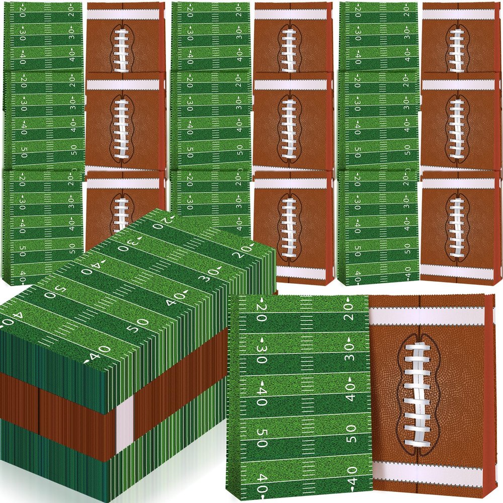 100 Pcs Football Party Favor Bags Football Goodie Bags Snack Bags Football Field Gift Treat Bags Popcorn Candy Favor Bags Snack Bags for Rugby Sports Theme Football Birthday Party Supplies, 2 Styles
