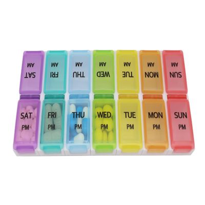 7 Day Weekly Pill AM PM Organizer, ShysTech Large Pill Case Pill Box for Pills/Vitamin/Supplements/Medication (Separable, Small Multi-Color)