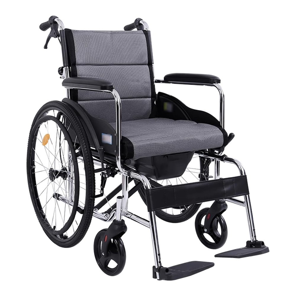 Safety Wheelchair Mobile Care Transport Chair with Handbrake and Adjustable Backrest Folding Wheelchair Carbon Steel Transport Wheelchairs Easy to Carry