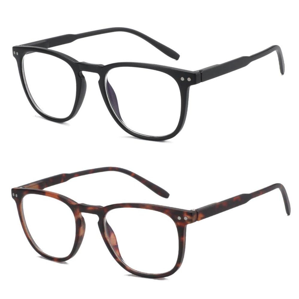 BLUEMOKY Reading Glasses for Women Men, Blue Light Blocking Glasses 2 Pack, Computer Readers, Spring Hinge(2.75x)