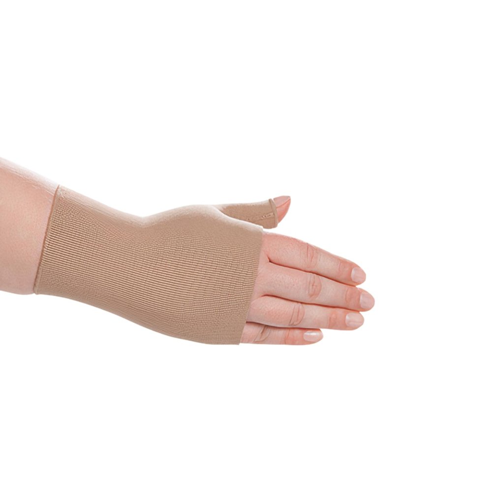 Juzo Seamless Compression Gloves & Gauntlets, 30-40 mmHg, Gauntlet | Fingerless Gloves for Women & Men for Swelling, Severe Edema & Lymphedema Management | Beige, Medium