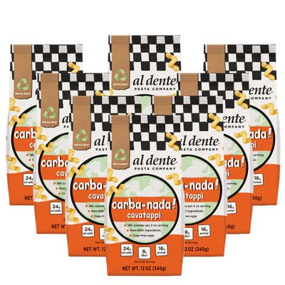 Al Dente Carba-Nada Cavatappi - Low Carb, High Protein - Keto & Point-Based Diet-Friendly, Artisanal Pasta Noodles, Cage-Free Eggs & Non-GMO Ingredients. 12oz Bags (Pack of 8)