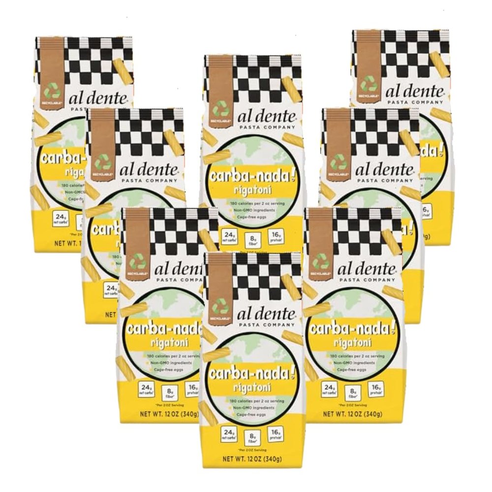 Al Dente Carba-Nada Rigatoni - Low Carb, High Protein - Keto & Point-Based Diet-Friendly, Artisanal Pasta Noodles, Cage-Free Eggs & Non-GMO Ingredients. 12 Ounce (Pack of 8)
