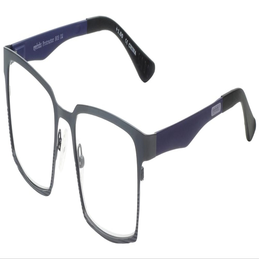Calabria EB Protractor Square Reading Glasses +2.50 Gun Metal Black Matte Navy Blue Men Women