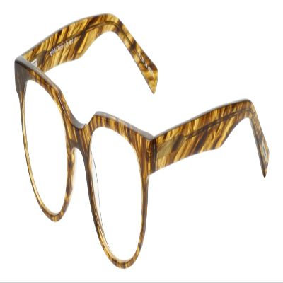 Calabria EB Phone It In Round Blue Light Blocking Reading Glasses +3.00 Striped Gold Brown Marble Tortoise Men Women