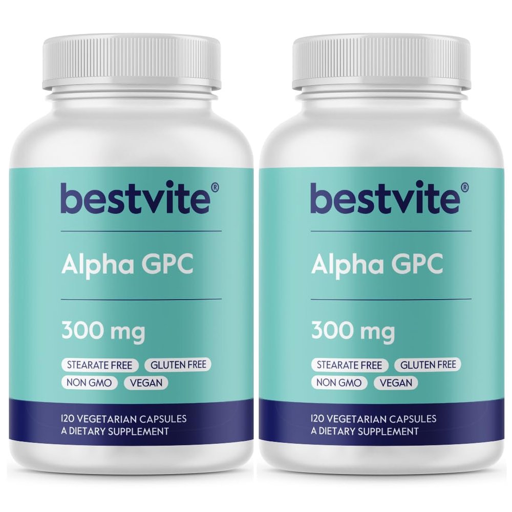 Alpha GPC 600mg per Serving (240 Vegetarian Capsules) (120x2) - No Stearates - Vegan - Non GMO - Gluten Free